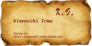 Klenoczki Irma névjegykártya