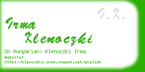 irma klenoczki business card